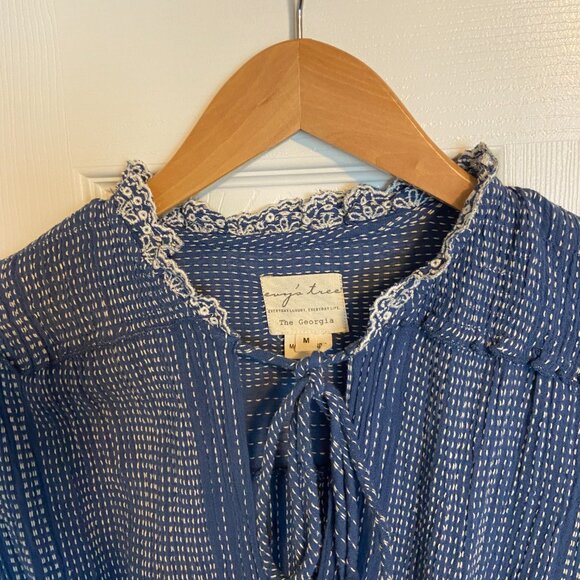 Evy's Tree The Georgia Dress Size Medium Navy Ruffles - Picture 10 of 10